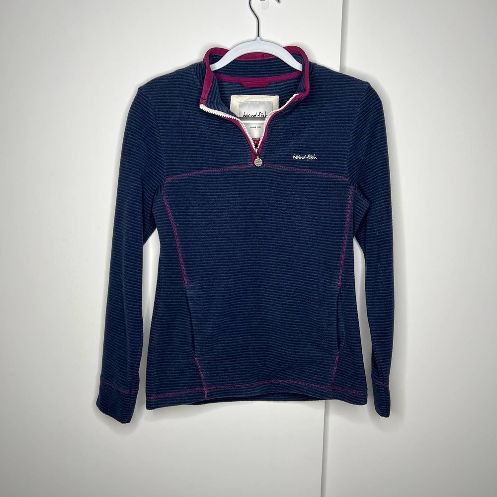 Weird Fish Long Sleeve 1/4 Zip Pullover Sweater Blue Purple Size 8